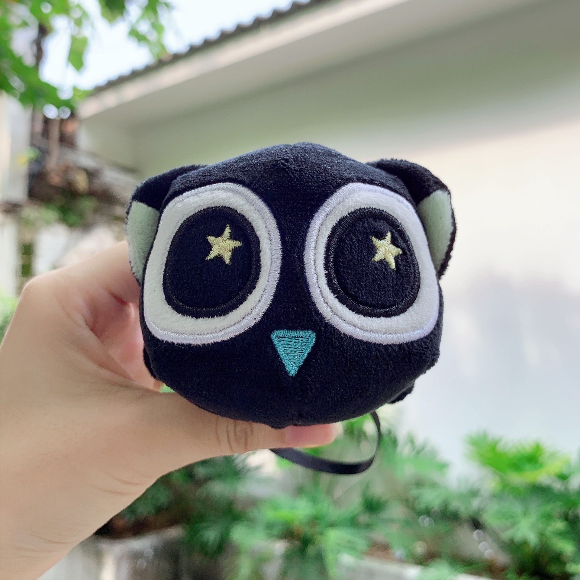 Cartoon pose, little black cat plush toy, big-eyed cat doll, cute cat pendant, keychain