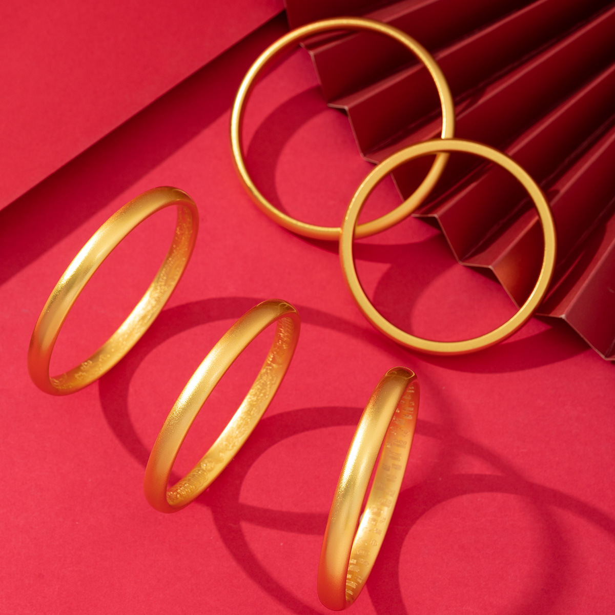 金店同款古法沙金精工国风心经泥鳅背素圈手镯铜镀金磨砂手环批发