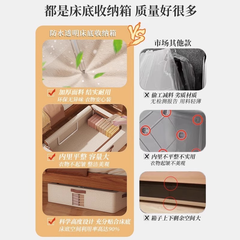 Flat household turnover box, drawer-type clothes storage box, bed under storage box, storage box details Picture