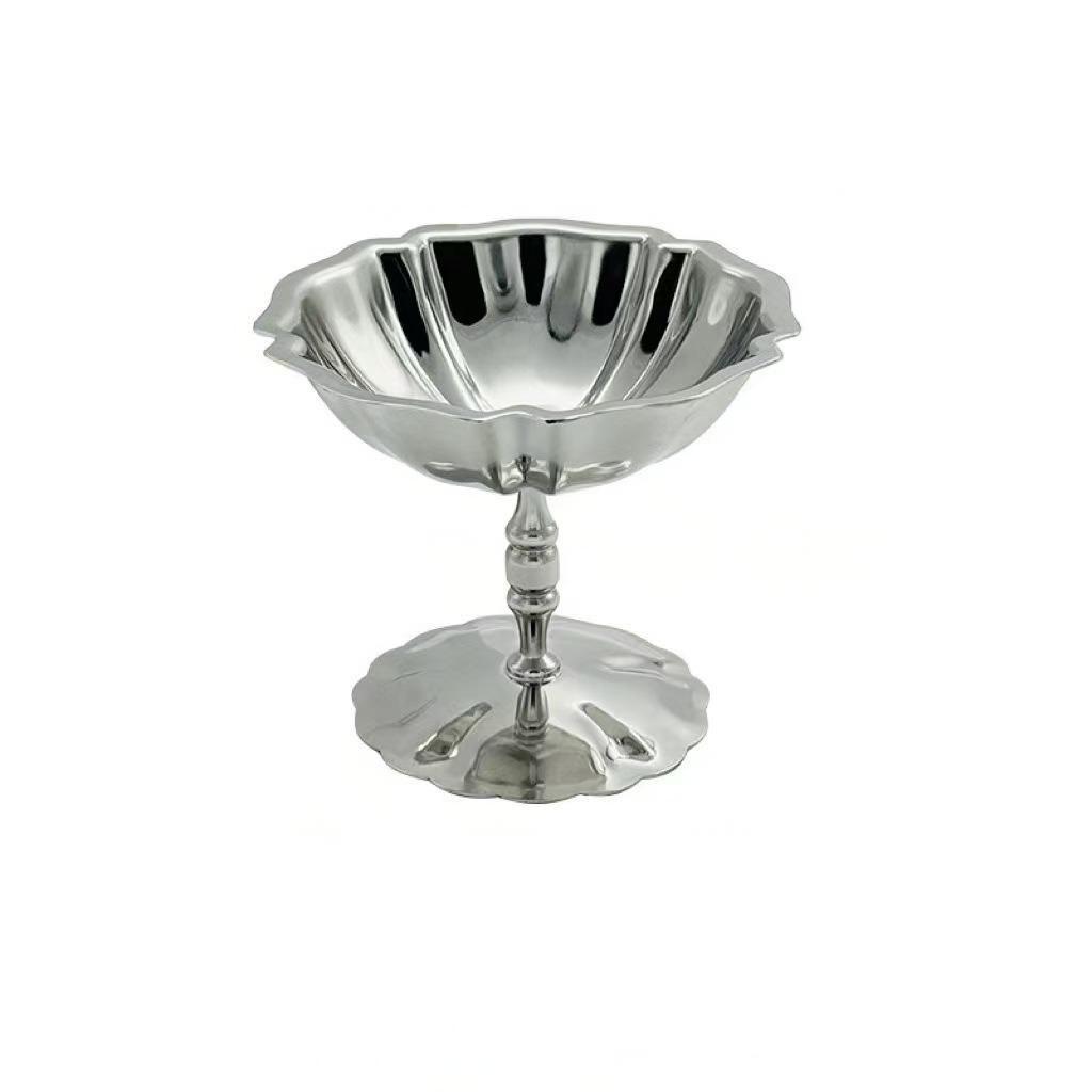 Dessert cups, stainless steel snack bowls, pudding cups, snack plates, hotel ice cream and Popsicle cups, lotus fruit cups, high-legged high-end dessert bowls