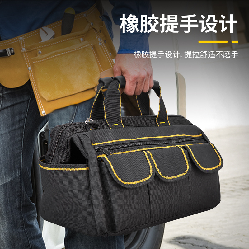 Tool bag, electrician's special tool bag, maintenance, installation, storage, large capacity, thickened wear-resistant canvas handbag in stock details Picture
