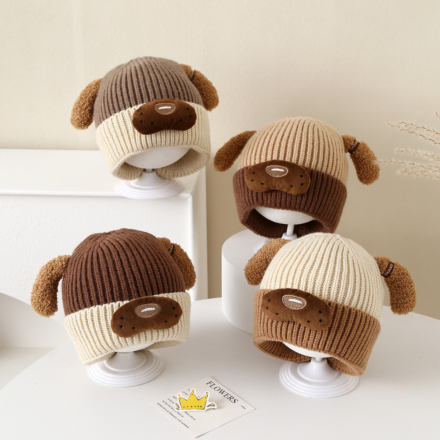 宝宝帽子春秋季婴儿防风保暖毛绒帽2025新款男女童包头护耳针织帽