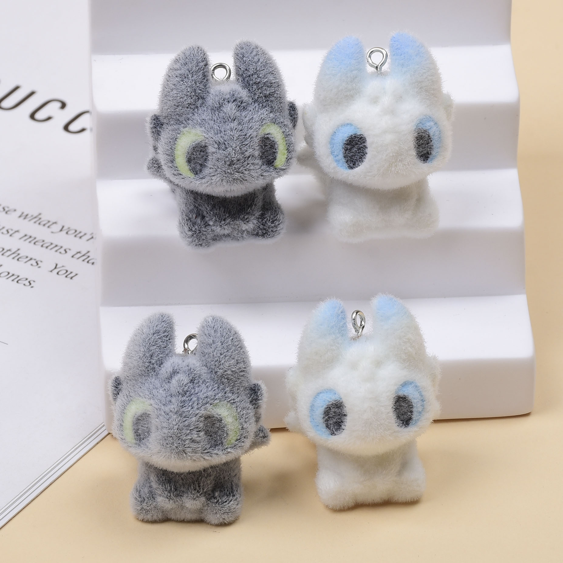 新款植绒无牙仔挂件树脂挂件吊饰 diy手工制作钥匙扣饰品材料