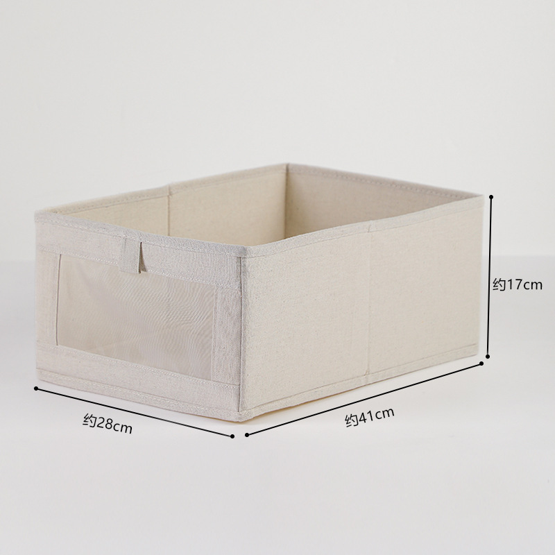 Estilo japonés plegable caja de almacenamiento de algodón y lino caja de almacenamiento de juguetes de tela hogar dormitorio armario caja de almacenamiento caja de almacenamiento organizada Specification image