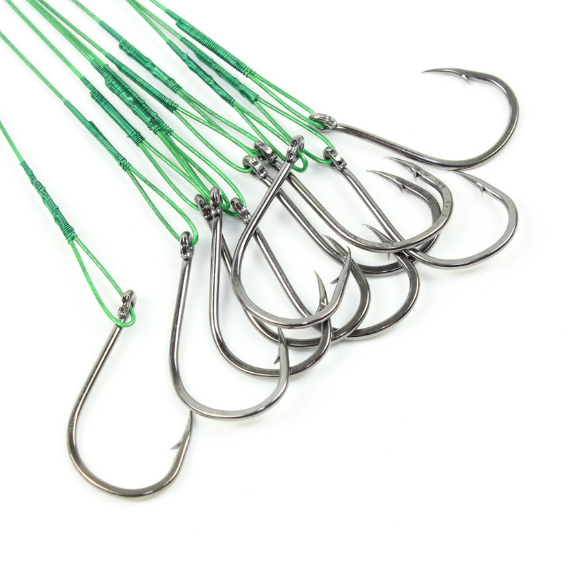 海钓管付伊势尼鱼钩 200mm防咬钢丝导线15#鱼钩批发白底实物图