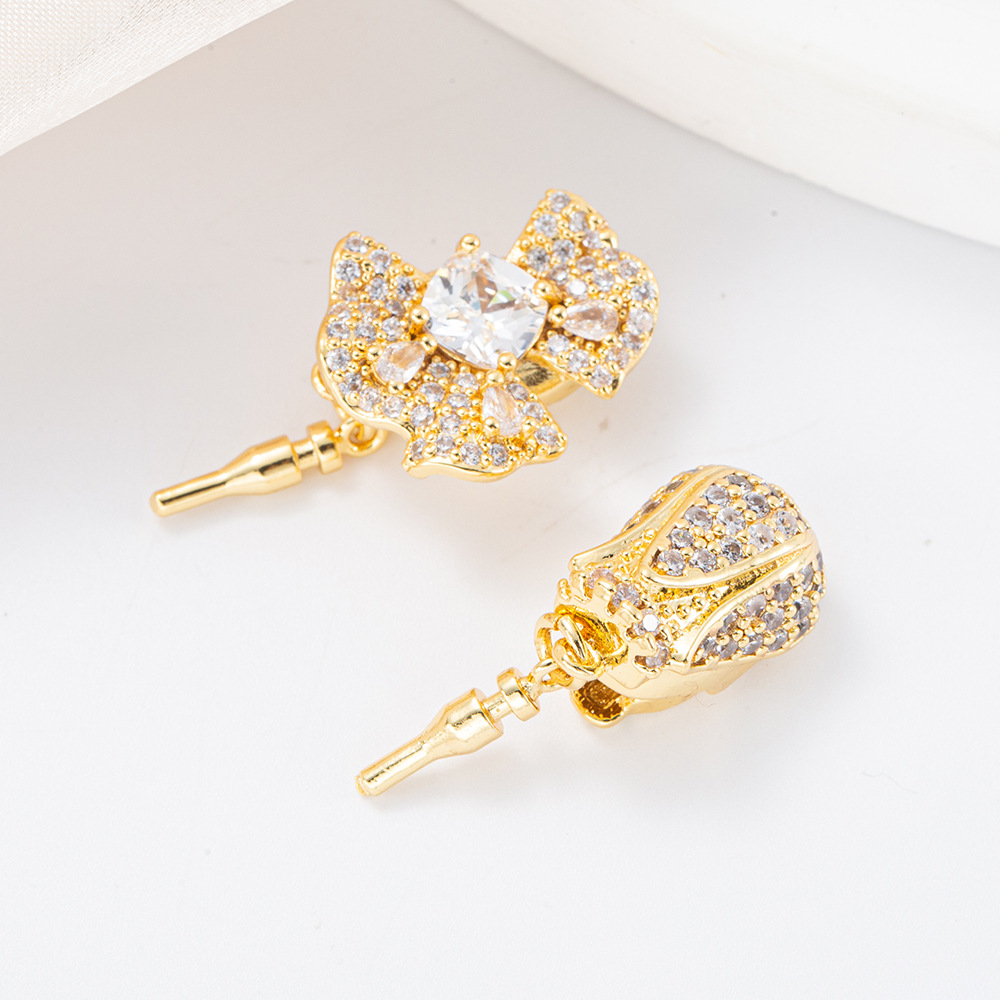 Copper-plated real gold color-preserving necklace, pearl ingot clasp, butterfly tulip diy jewelry necklace, stick clasp details Picture