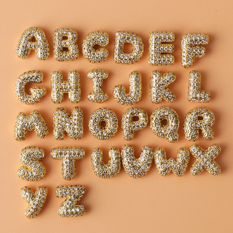 跨境欧美满钻26个字母吊坠项链铜镀18K金锁骨链时尚百搭经典配饰