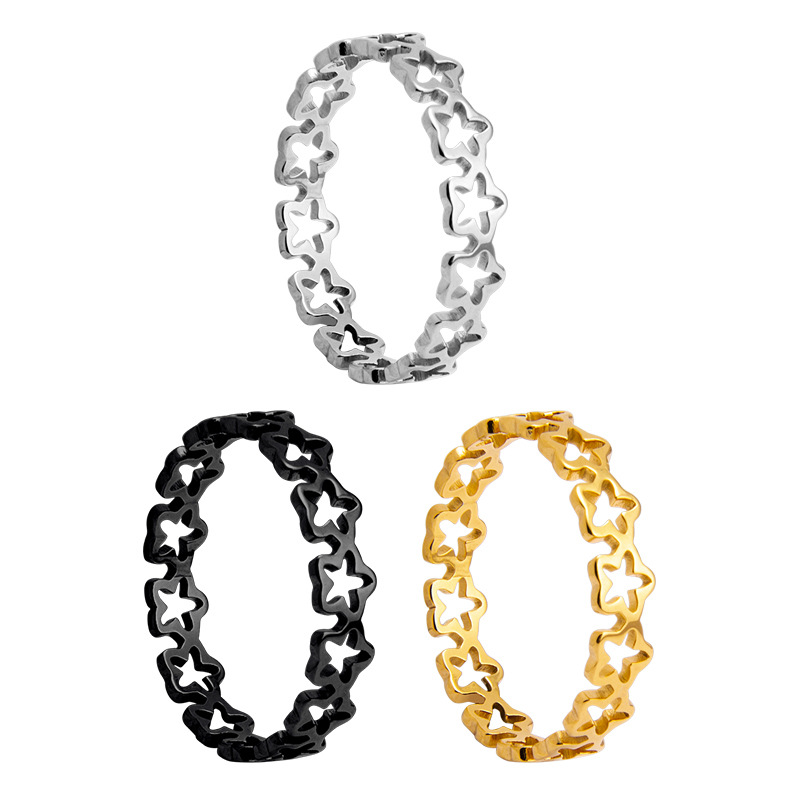 Xiaohongshu and Douyin influencer live-streaming bestseller ring supply, InS-style niche hollowed-out five-pointed star women's ring Item Picture