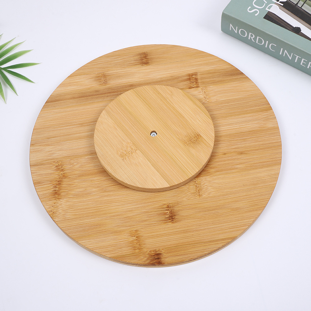 Cocina mesa giratoria de madera sólida multifuncional hogar bambú madera giratoria pequeño disco hotel restaurante fruta creativa postre bandeja de madera Specification image