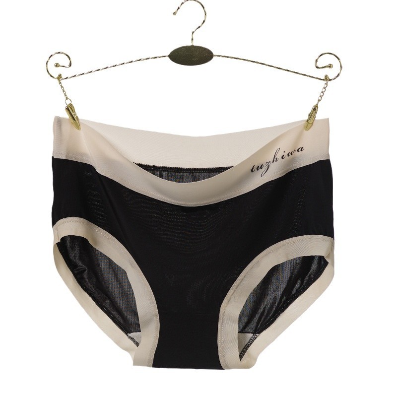 Factory ice silk underwear, women's seamless mask pants, mid-waist cotton 10A antibacterial crotch breathable student girls' triangle pants Item Picture