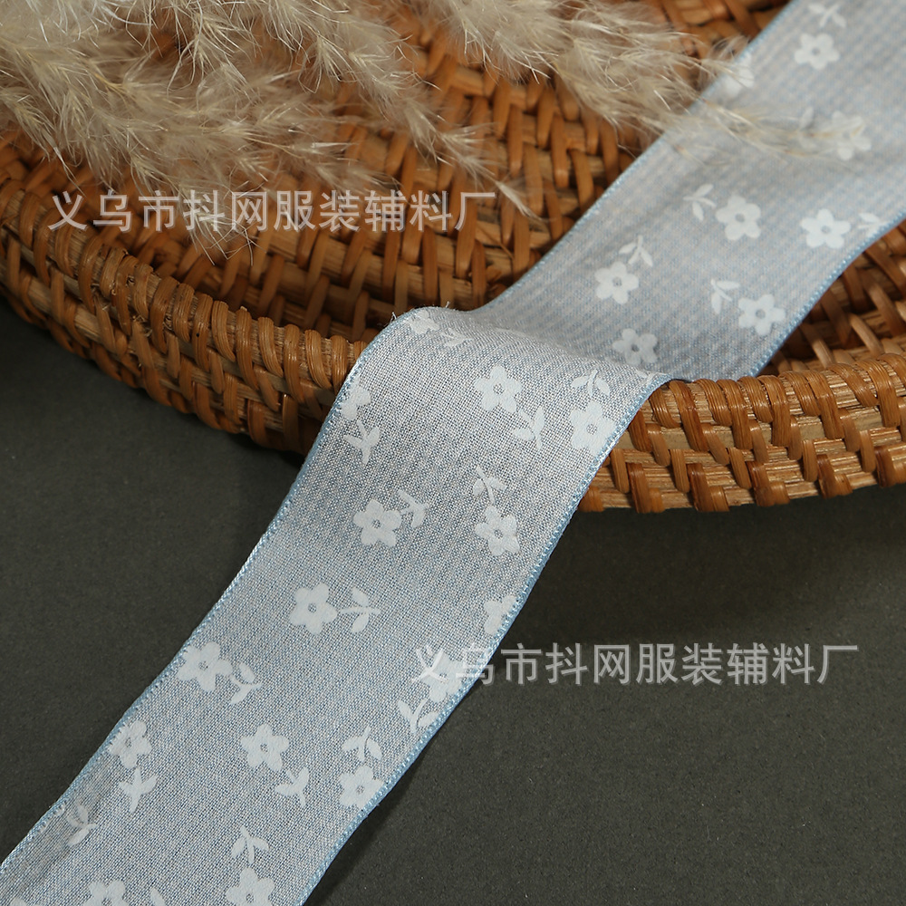 3.8cm double-sided printed tulip handmade DIY bow hair accessory shoes and hats flower gift box packaging strap details Picture