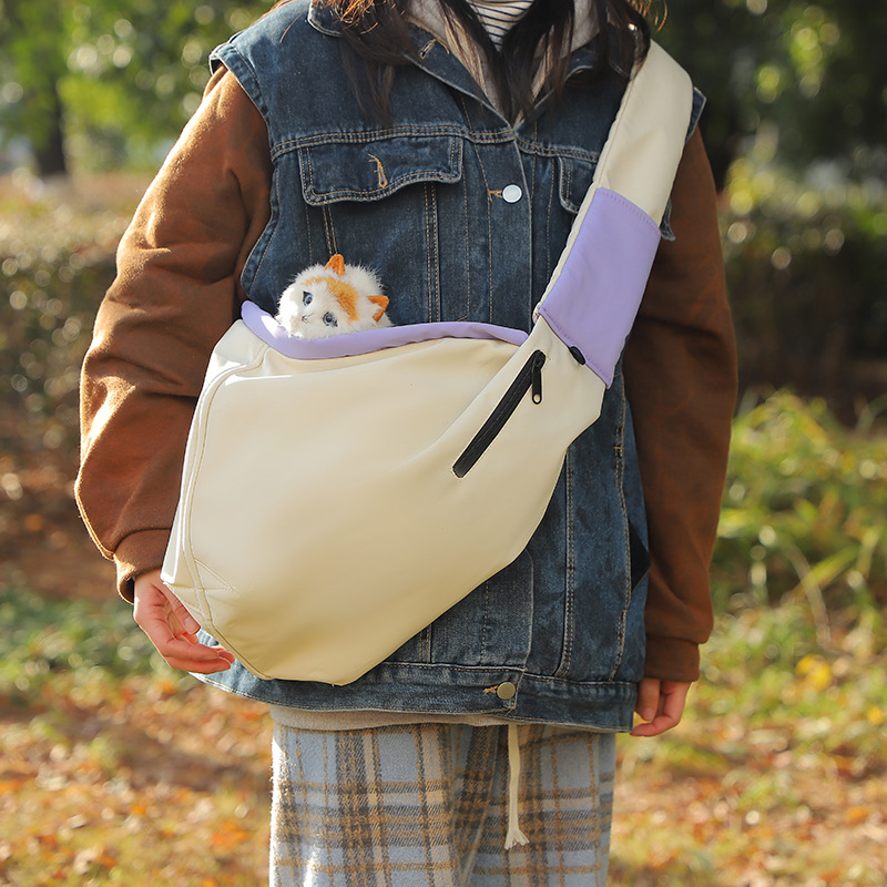 Rongka Pet Cross-border Pet Outing Tote Bag, foldable, portable, breathable cat bag, simple solid color cat and dog pet bag details Picture