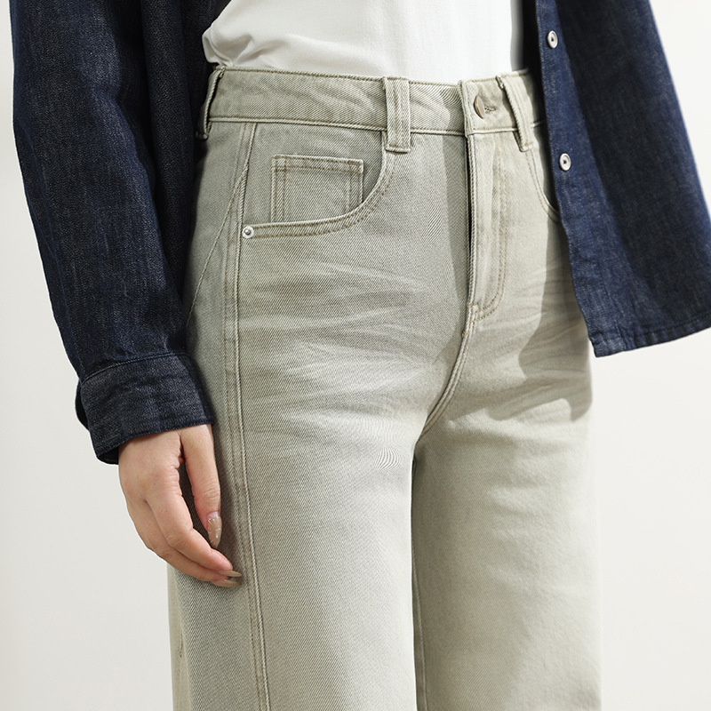 Factory direct sales of new khaki three-dimensional spliced slimming sickle pants and casual loose curved jeans for women Specification image