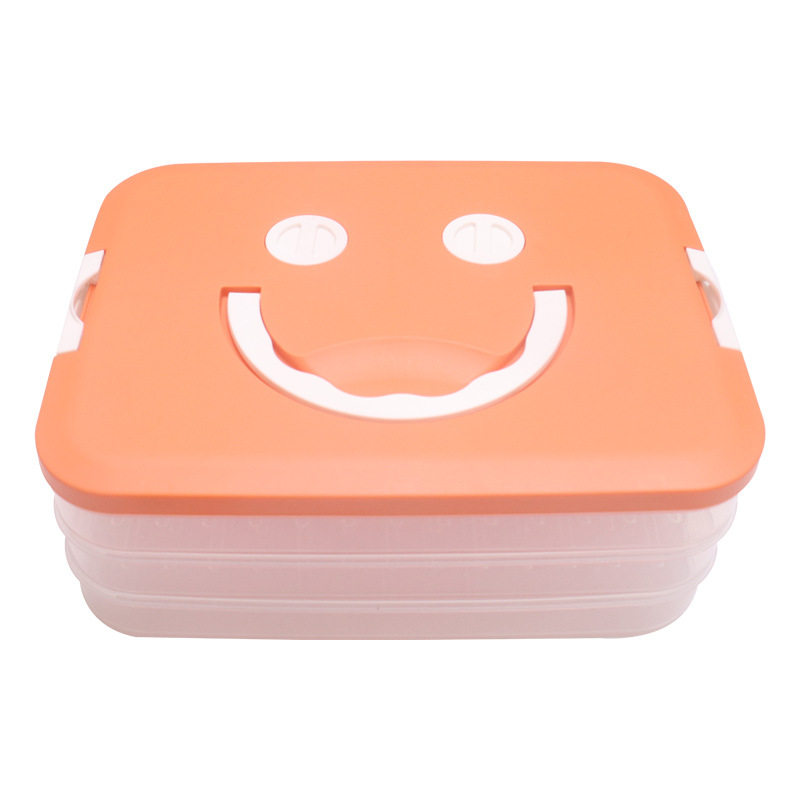 升级款加厚大容量冰箱计时饺子盒密封保鲜多层冷冻盒食品级收纳盒白底实物图