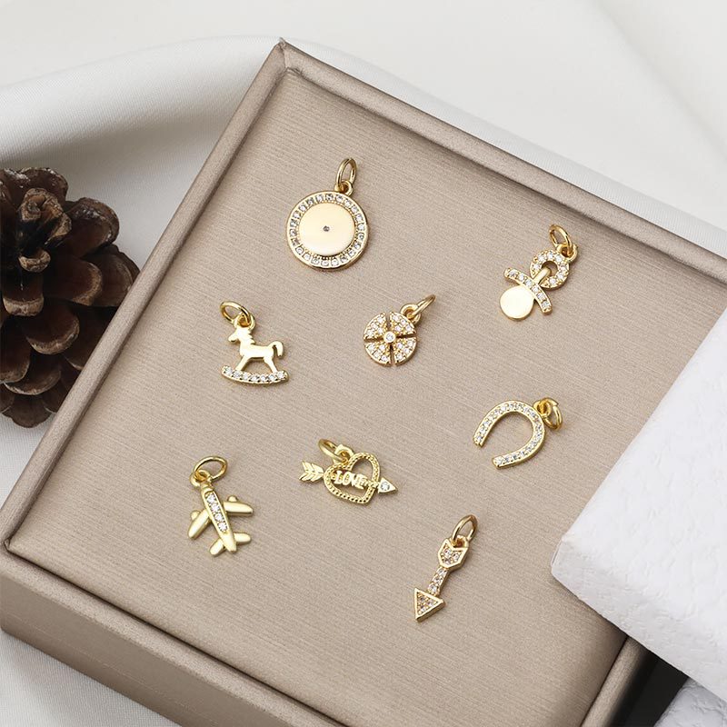 European and American fashionable little girl pendant diy necklace earrings accessory accessories zirconium-inlaid versatile earrings pendant pendant pendant full figure