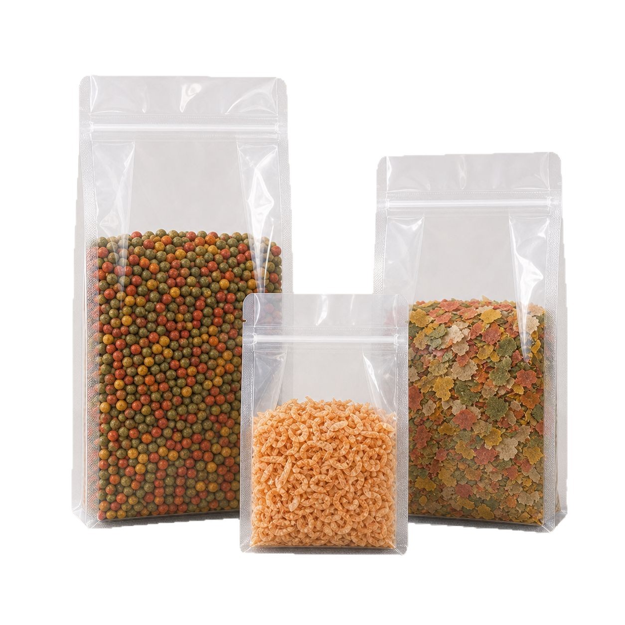 Transparent eight-side sealed bag, frosted hand-held zipper self-standing and self-sealing bag for potato chips, nuts, dried fruits, grains and other food packaging Item Picture