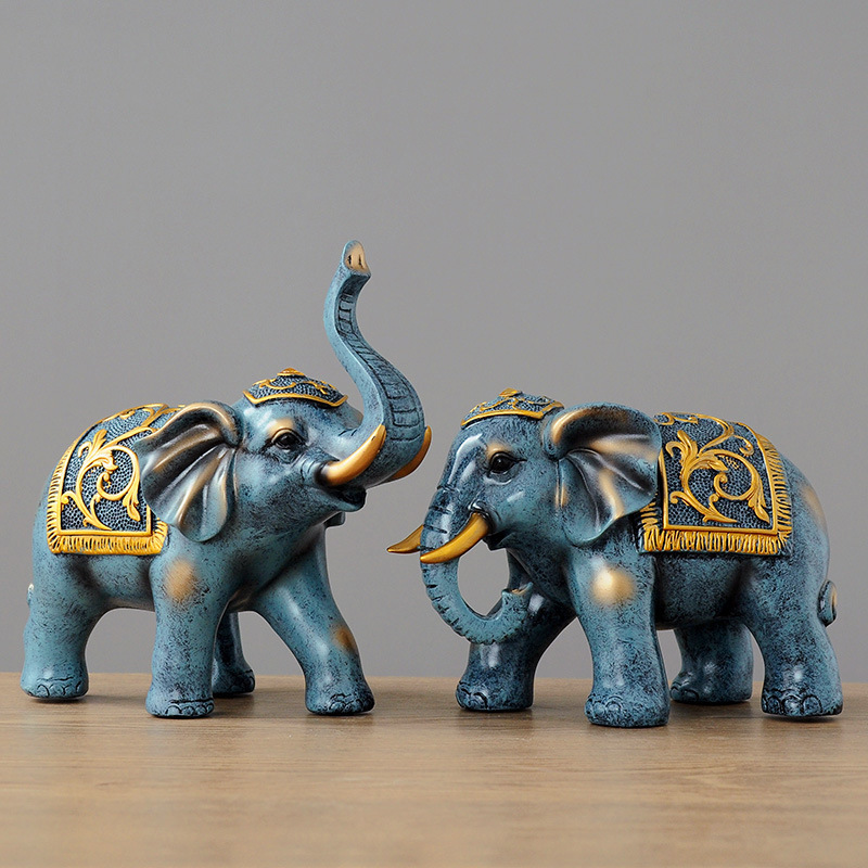 伴手礼情侣大象摆件风水象客厅玄关酒柜工艺品摆设创意家居装饰品