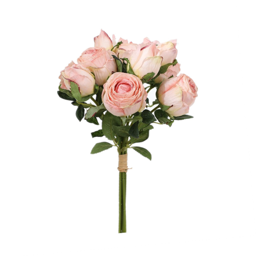 把束干花玫瑰做旧仿真花 仿干花束假花绢花客厅餐桌装饰摄影道具白底实物图