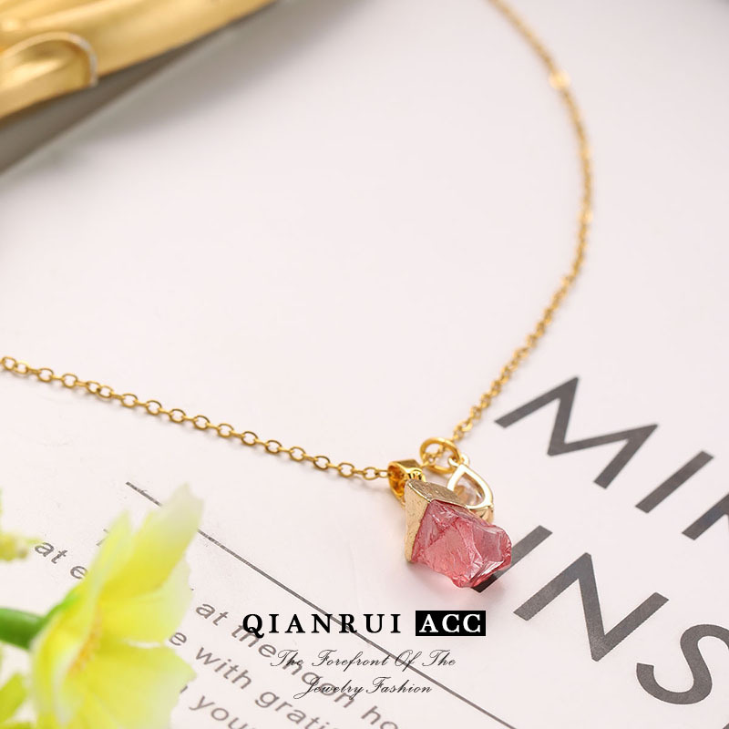 Amazon cross-border best-selling natural crystal rough stone irregular jewelry necklaces, fashionable and elegant oval, light luxury French style