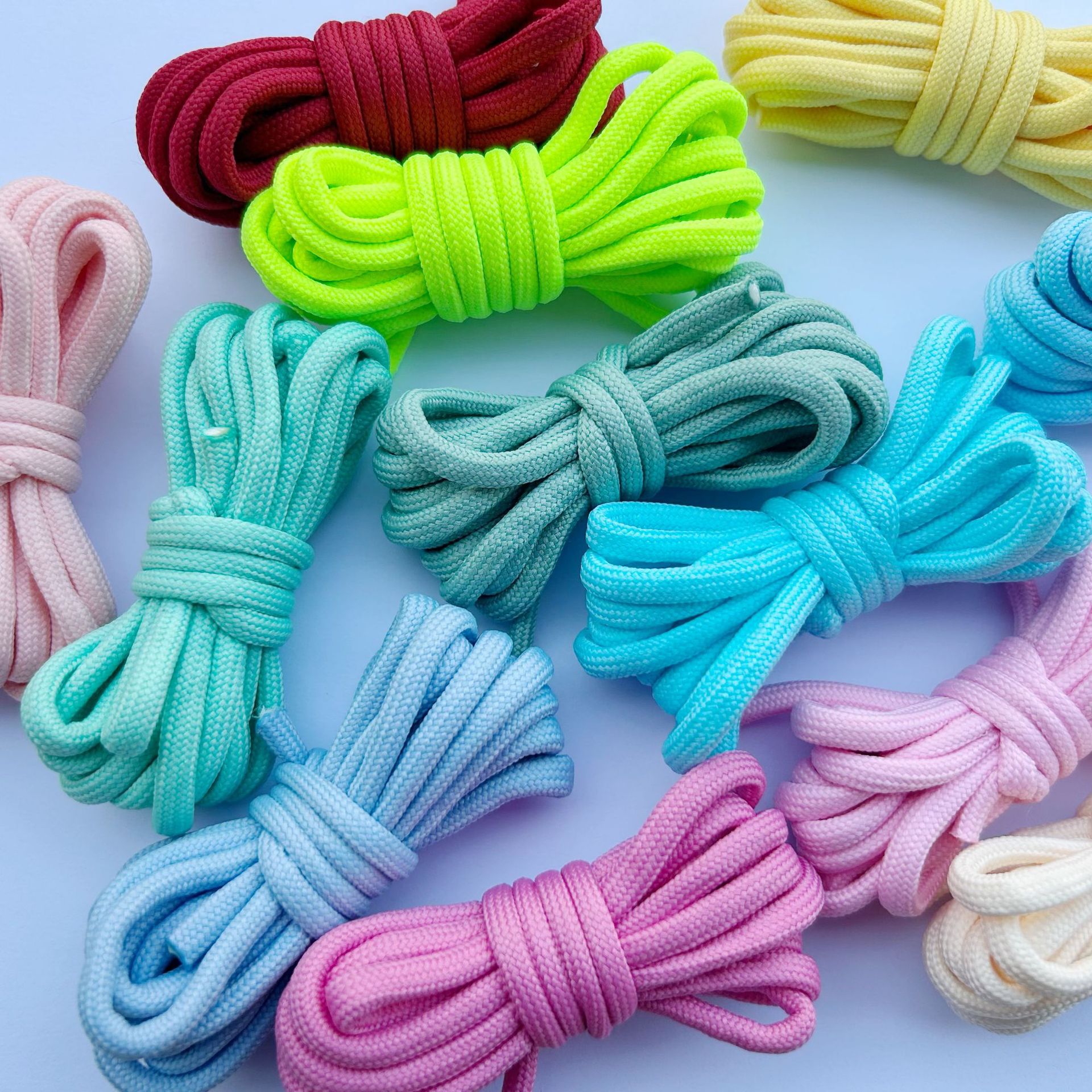 Umbrella rope: 5mm solid color polyester core round rope, wear-resistant miu rope, DI woven pendant, clothing waist and hat rope details Picture