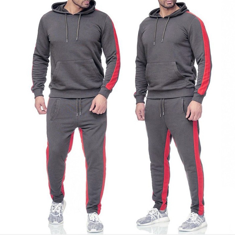Cross-border men's and women's striped sweatshirt set, new sporty two-piece set for foreign trade, men's casual sporty sweatshirt