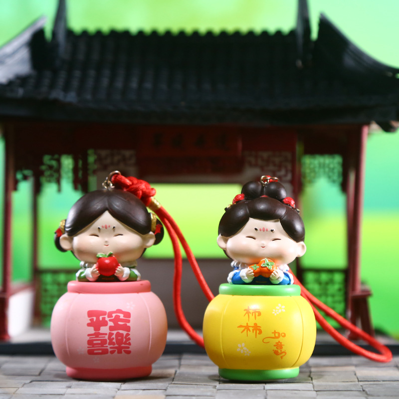 唐小糖花灯唐仕女西安可爱车载挂件小灯笼娃娃好运摆件小礼品细节图