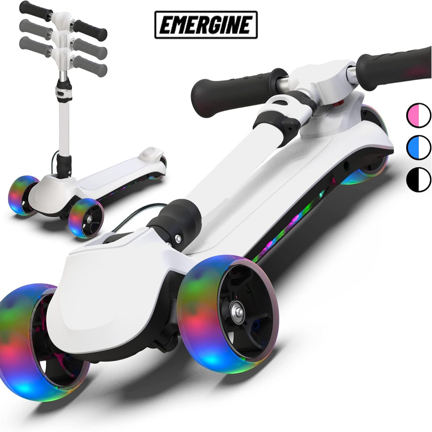 跨境儿童代步电动滑板车 4-6岁便携折叠三轮电动助力溜溜车批发