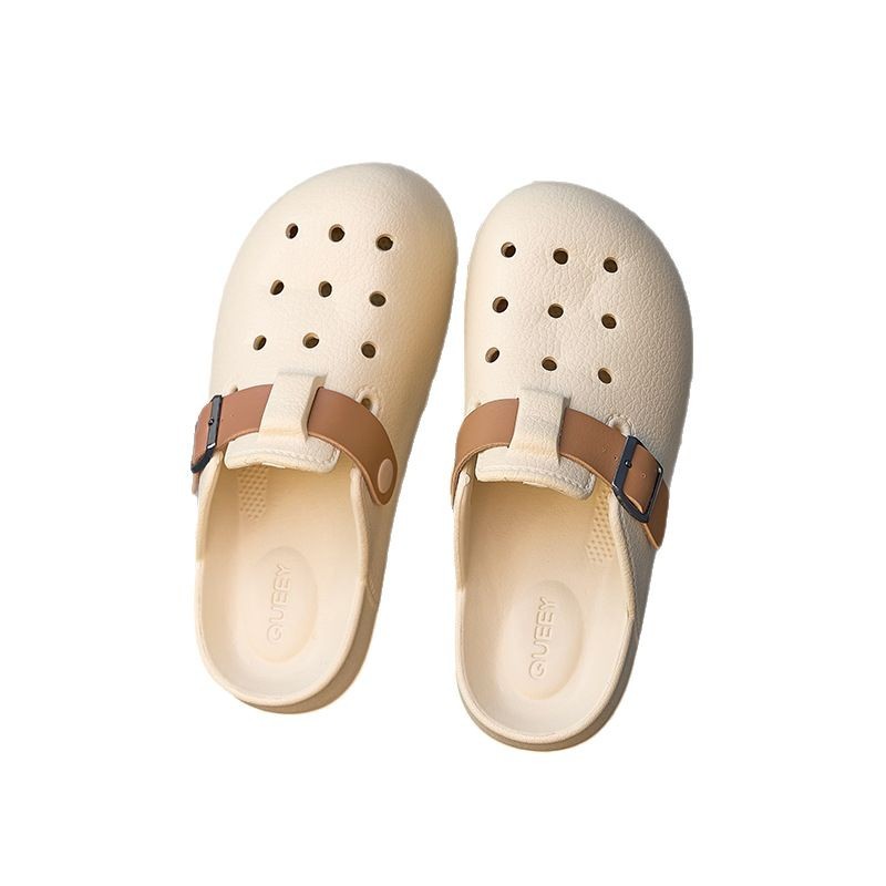 博肯风洞洞鞋女2025夏季新款外穿踩屎感厚底防滑家居外穿包头凉拖