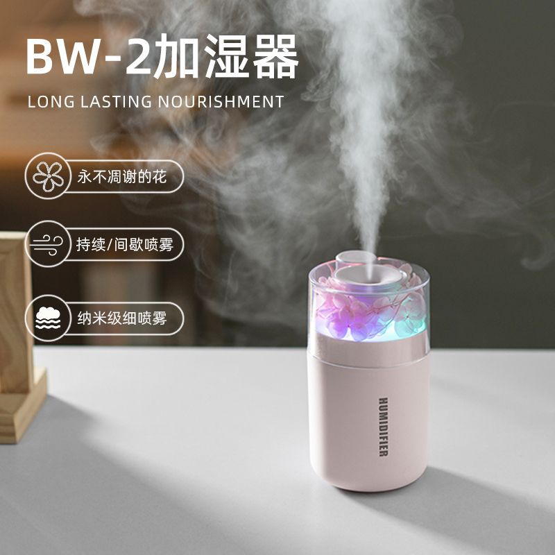 New creative everlasting flower humidifier, fog volume usb water replenishment atomization car humidifier