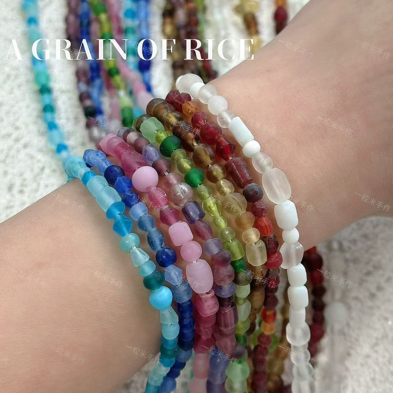 【 Nepalese Imported Old Glass Beads 】3-8mm rainbow-colored diy bracelet loose bead accessories with an old and vintage feel Item Picture
