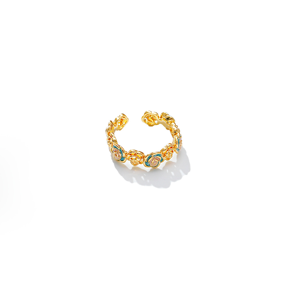 Hyacinth New Chinese-style enamel filigree ring Women's light luxury retro niche design Open ring, Douyin Hit Ring Item Picture
