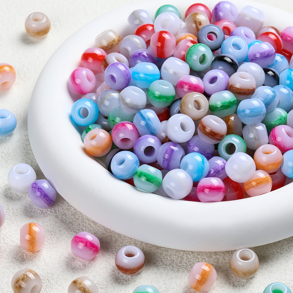 Large-aperture Chinese-style imitation jade ring resin round beads, loose beads, DIY jewelry, handcrafted bags, clothing accessories, and accessory beads
