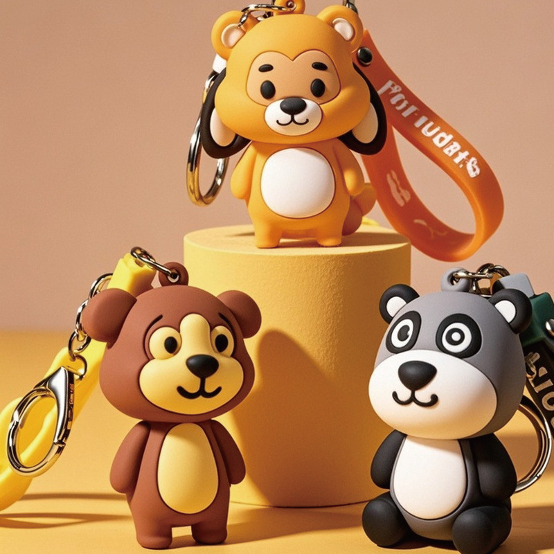 High-end custom cute cartoon mascot keychains, PVC soft rubber silicone decorative keychains, car keys Specification image