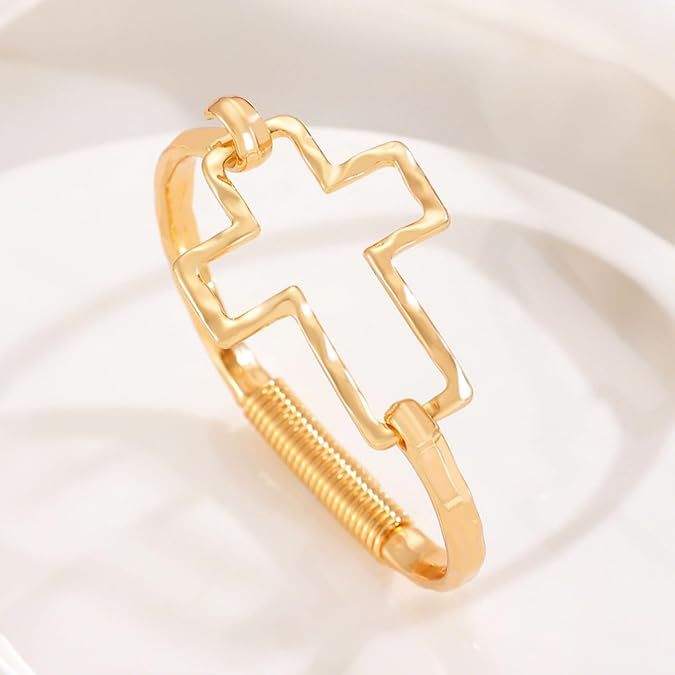Cross-border exaggerated, versatile, fashionable design, creative cross heart electroplated, simple and trendy style bracelet