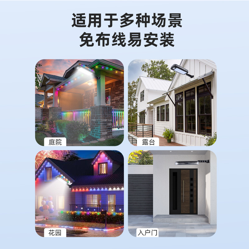 Cross-border solar street lamps, human body sensor wall lamps, outdoor lighting, courtyard lamps, villa garden exterior wall lamps, rainproof Specification image