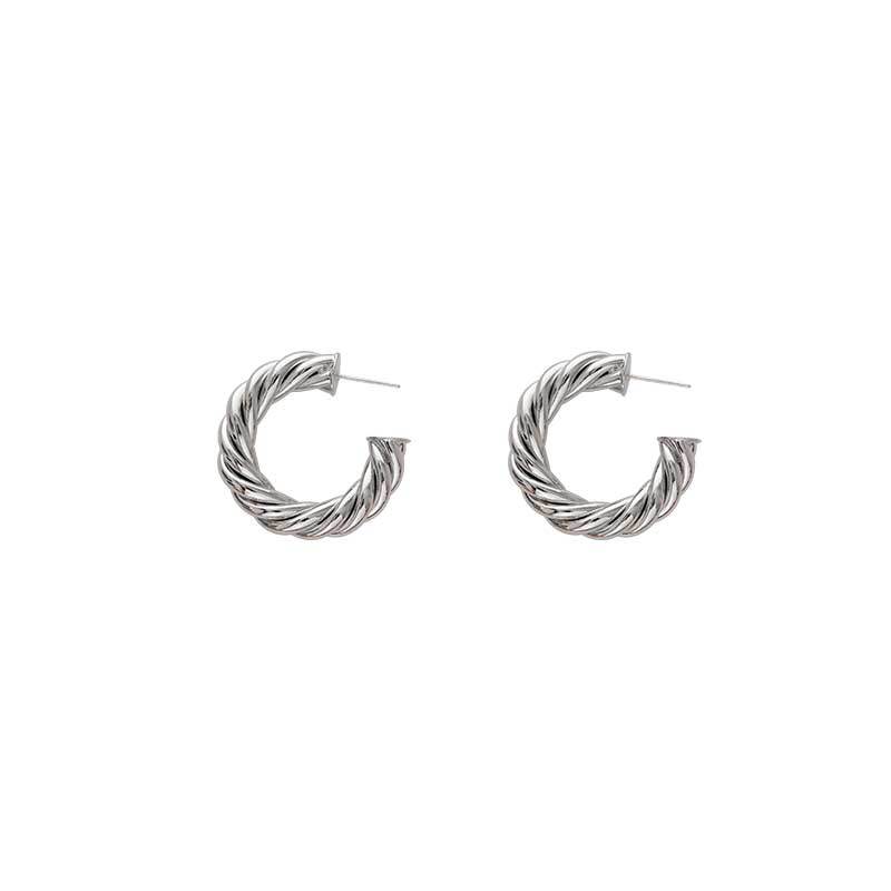Hyacinth moda europea y americana personalidad temperamento moda orejeras minimalistas pendientes de aro de metal industria pesada alto grado sentido orejeras de oro Item Picture