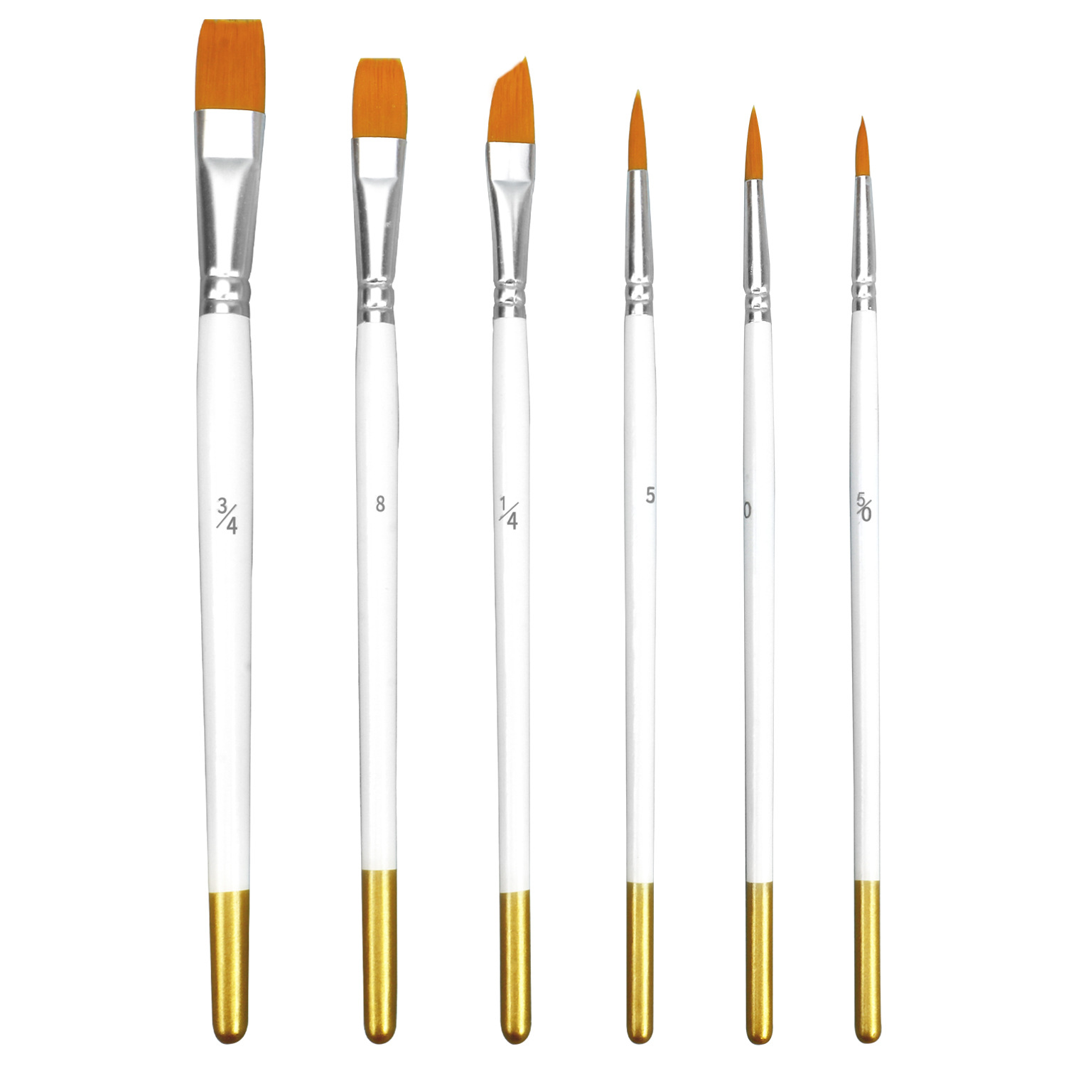Wholesale of 6-piece white oil painting brushes, cross-border art painting brushes, nylon brush brushes, gouache and acrylic paint brushes Item Picture