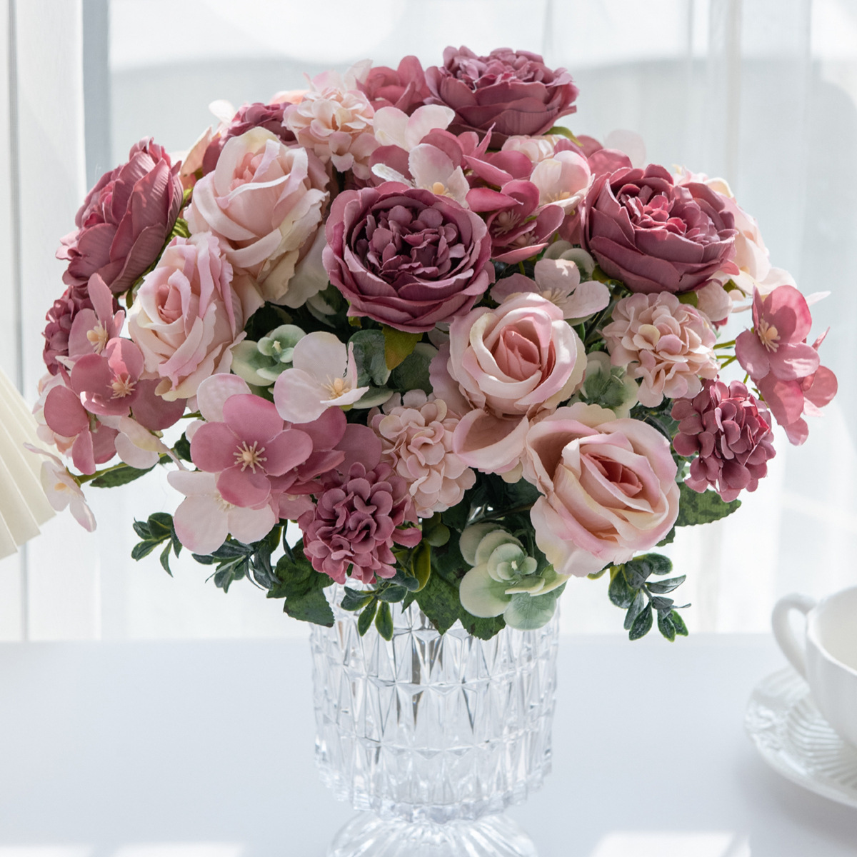 仿真花DIY发饰配件/假花/5朵塑膠花/仿真花/假花批发细节图