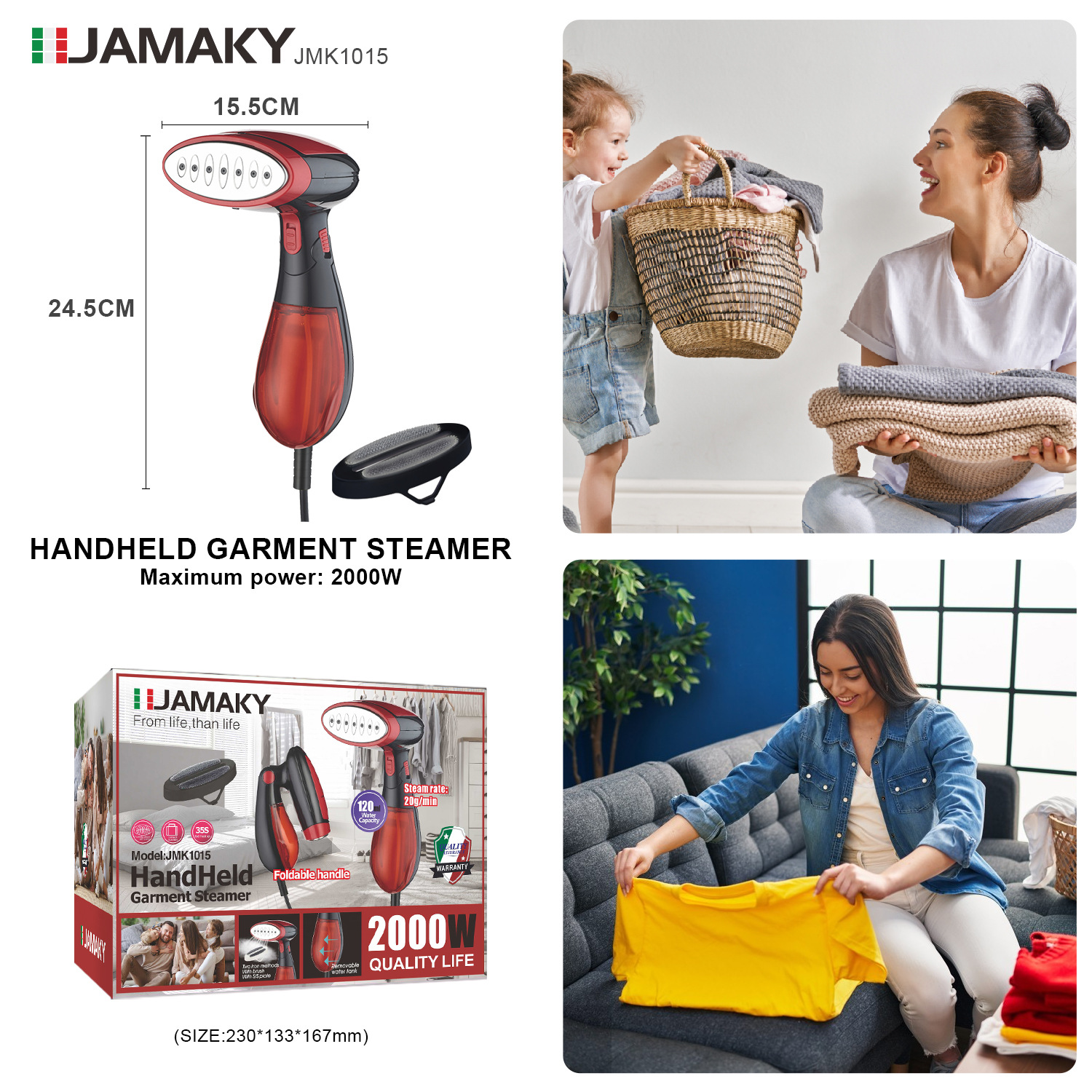 JAMAKY手持挂烫机家用小型熨斗熨烫机蒸汽烫斗便携宿舍烫衣服JMK1015白底实物图