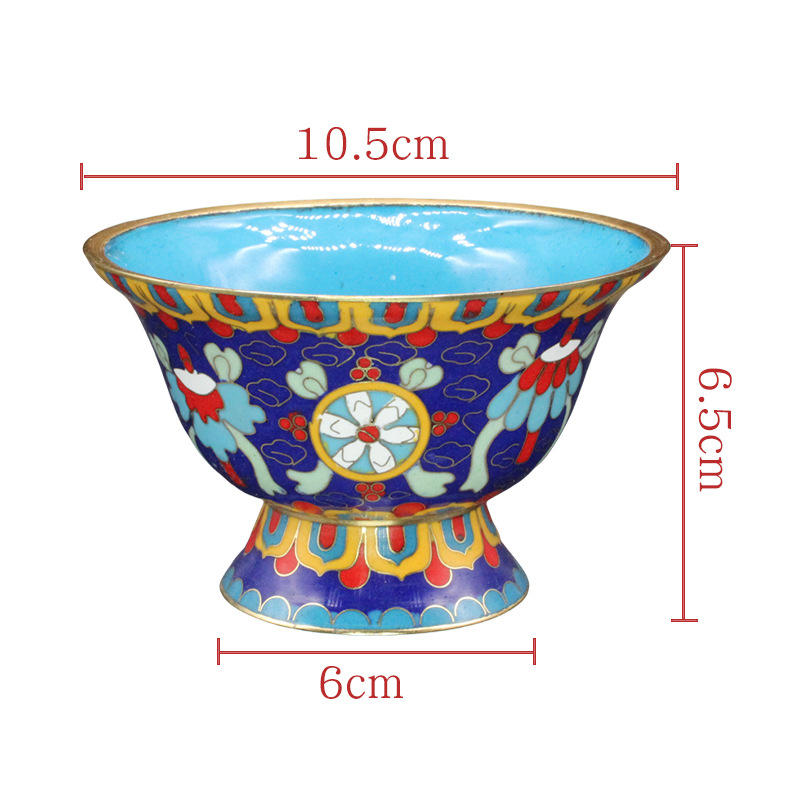 The cloisonne eight-treasure bowl is a traditional copper body, cloisonne enamel, polished, high-legged, eight-auspicious offering bowl and water bowl Application Scenario