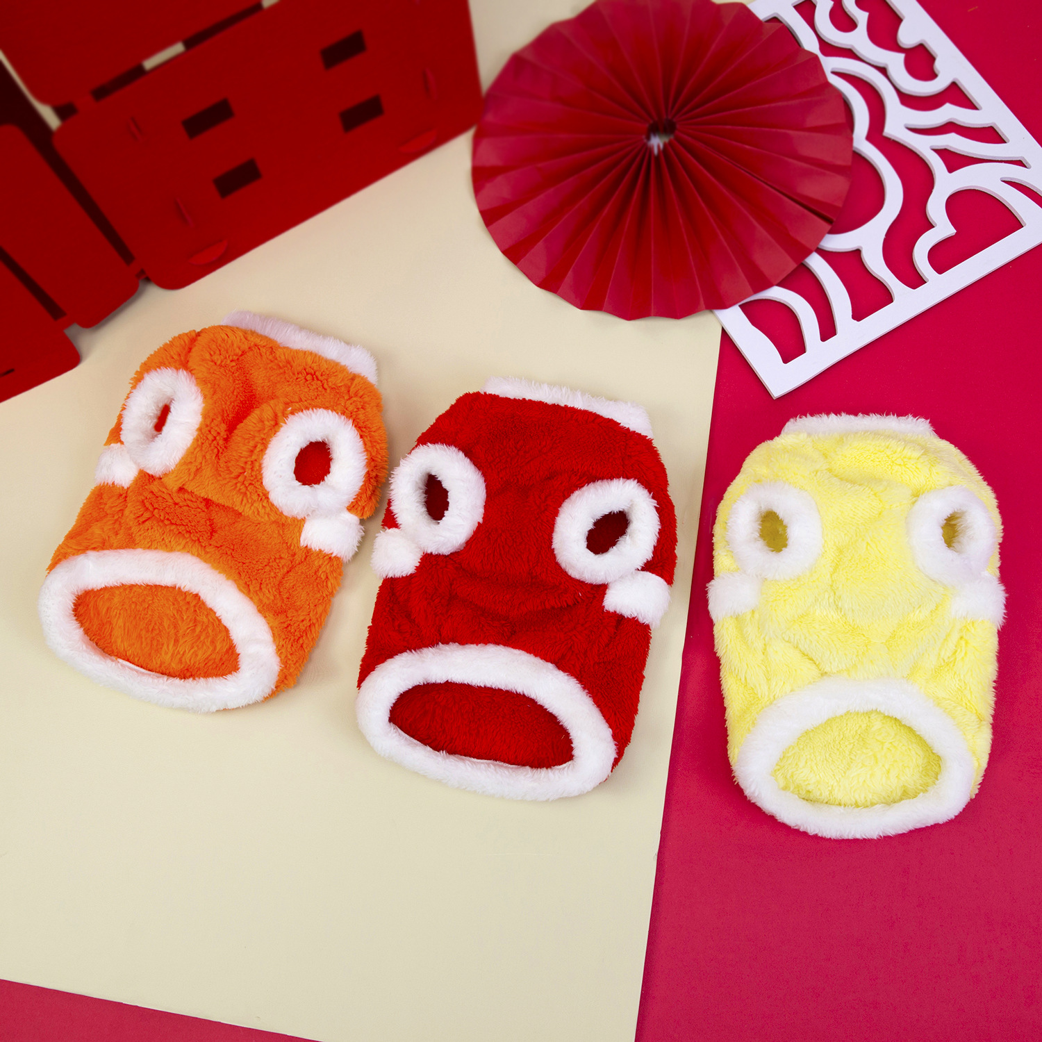 Pet clothing, dog clothes, autumn and winter fleece, festive outfits, new pet New Year clothing, 25 festive two-leg fleece details Picture