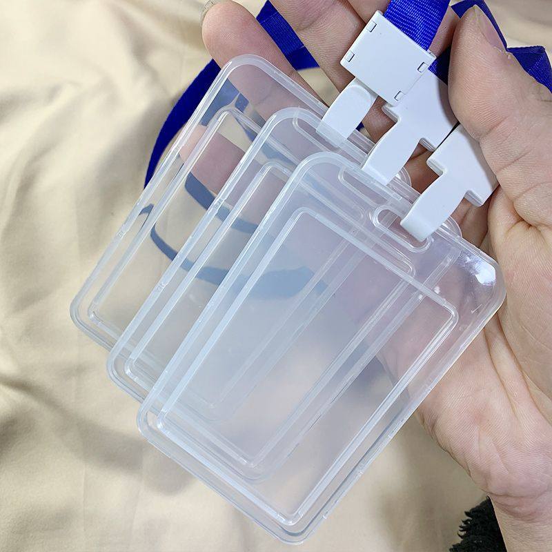 Hard shell, double-sided transparent, bank pp card with lanyard, work ID card, name tag, school tag, meal card case