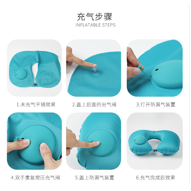 Inflatable U-shaped pillow, compression inflatable neck pillow, ice silk cool sensation, milk silk neck pillow, outdoor travel pillow, portable neck protection pillow Application Scenario