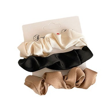 Coffee-colored silk high-end hair tie, women's fat intestine ring, high appearance level, leather case, elegant large intestine hair accessory, rubber band Item Picture