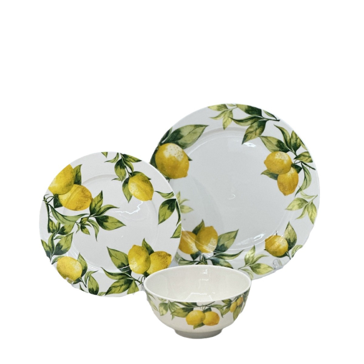 Fresh Lemon Series hand-painted round plates, ceramic plates, Western plates, steak plates, tableware, home fruit plates, ins Item Picture