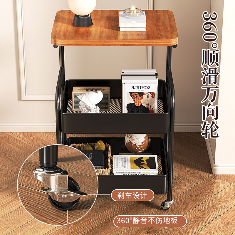 Chinese-style storage rack, movable trolley, book storage rack, home multi-layer schoolbag roller cabinet Application Scenario