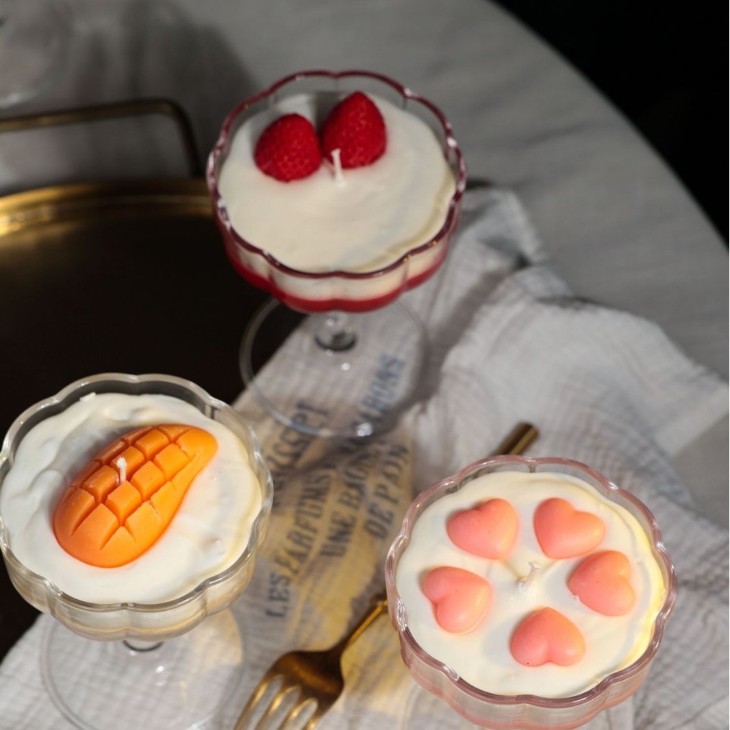 跨境ins奶油高脚杯创意造型香薰蜡烛手工摆件拍照道具家庭装饰