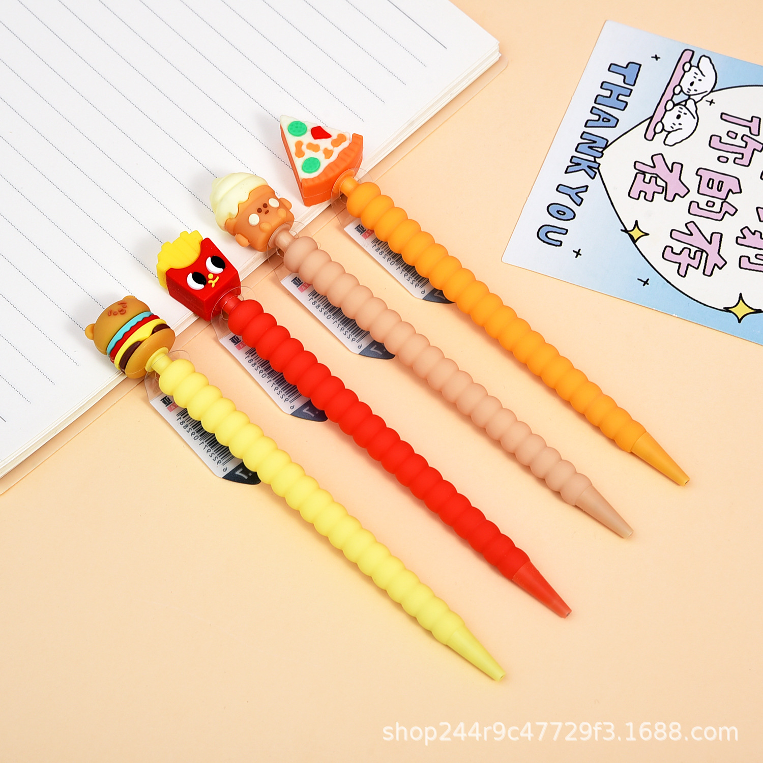 Oufeiya Stationery Hamburger and French Fries Mechanical Pencil 0.5/0.7mm Primary School Student Activity Pencil 9236 details Picture