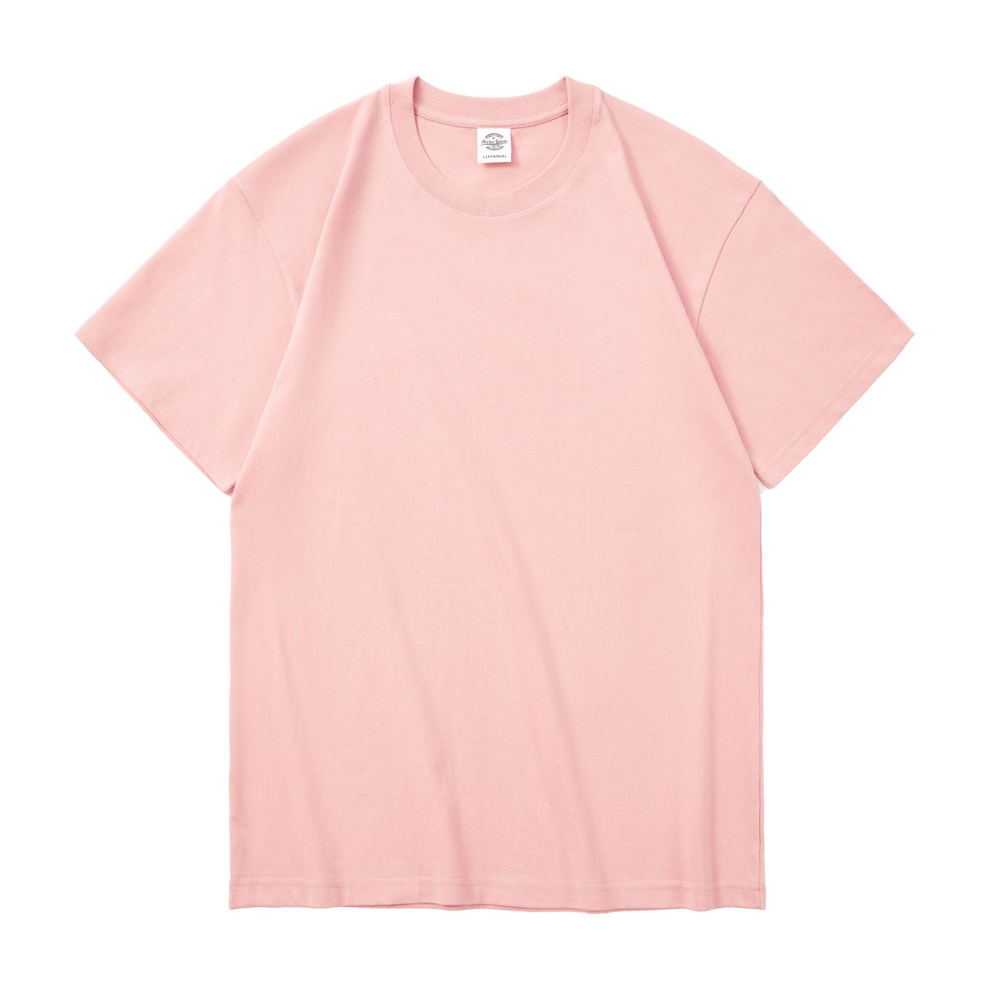 Yiwu warehouse 230g cotton men's round-neck short-sleeved T-shirt, solid color blank base layer shirt, group uniform details Picture