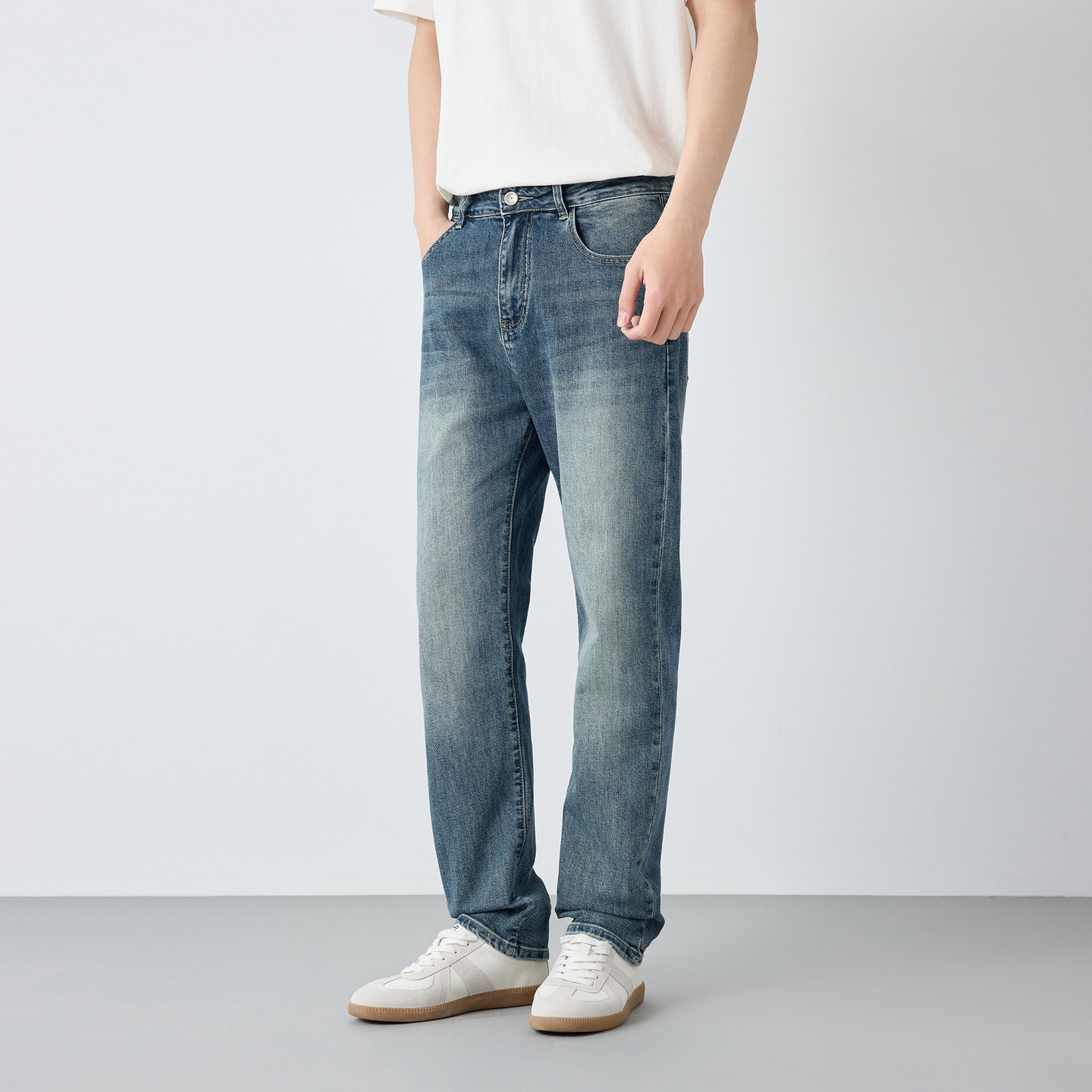 Mamike Men's Wear High-Intelligence Tongqin Jeans 2026 Spring New Retro small straight Men's Pants 97367. Specification image